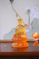 Tượng Địa Tạng Bồ Tát lưu ly vàng 22cm