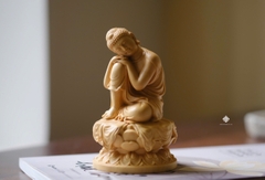 Tượng Phật an nhiên gỗ hoàng dương lá nhỏ 10cm