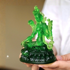 Tượng lục độ Phật mẫu Tara xanh lưu ly 13cm