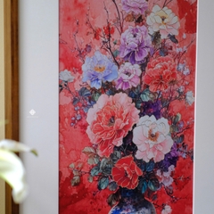 Tranh đồng Mẫu đơn phú quý