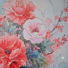 Tranh đồng Mẫu đơn yên hòa