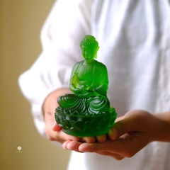 Tượng Đức Phật Thích Ca lưu ly xanh lá 12cm