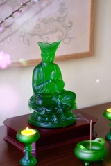 Đức Phật Đại Nhật Như Lai lưu ly xanh lá 24cm