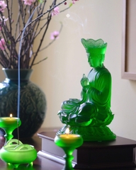 Đức Phật Đại Nhật Như Lai lưu ly xanh lá 24cm
