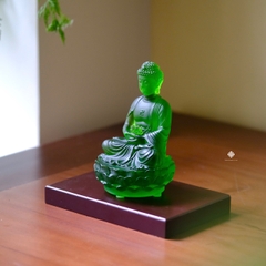 Tượng Đức Phật A Di Đà lưu ly xanh lá 12cm