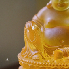 Tượng Đức Phật Di Lặc lưu ly vàng 13.2cm