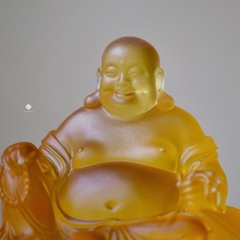 Tượng Đức Phật Di Lặc lưu ly vàng 13.2cm