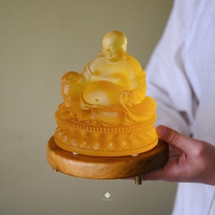 Tượng Đức Phật Di Lặc lưu ly vàng 13.2cm