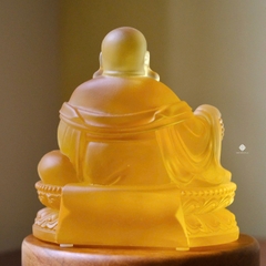 Tượng Đức Phật Di Lặc lưu ly vàng 13.2cm