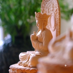 Tượng Địa Tạng Bồ Tát gỗ bách 29cm