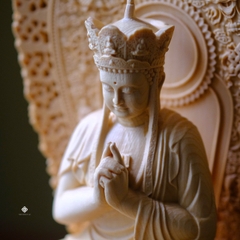 Tượng Địa Tạng Bồ Tát gỗ bách 29cm