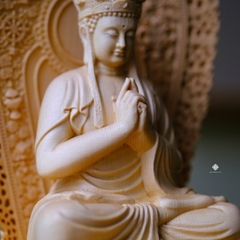 Tượng Địa Tạng Bồ Tát gỗ bách 29cm