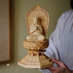 Tượng Địa Tạng Bồ Tát gỗ bách 29cm