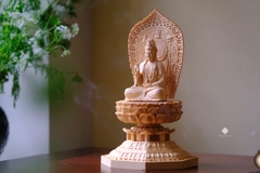 Tượng Quan Âm Bồ Tát gỗ bách 29cm