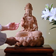 Tượng Quan Âm Bồ Tát gỗ gõ 45cm
