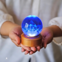 Đèn hoa sen hình cầu lưu ly xanh dương