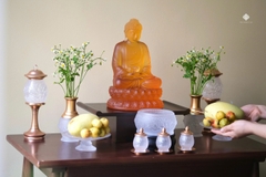 Ban thờ hoa sen lưu ly trắng