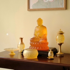 Ban thờ hoa sen lưu ly vàng tinh giản