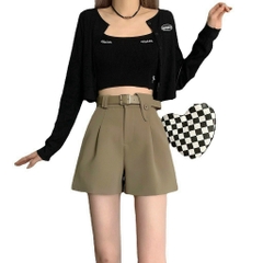 Quần short nữ kèm dây đai thanh lịch