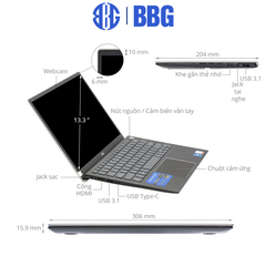 Máy tính xách tay Laptop DELL VOSTRO 13 5301/i5-1135G7/8GD4/512SSD/13.3FHD/FP/3C40WHr/XÁM/W10SL/LED_KB/ProSup