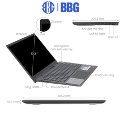 Máy tính xách tay Laptop Dell Inspiron 13 7306/ i5 - 1135G7, 8G LPDDDR4 4267MHz, 512 SSD NVMe, 13.3