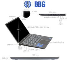 Máy tính xách tay laptop Dell Vostro 5301 (i7 - 1165G7, 8G LPDDR4 4267Mhz, 512Gb SSD NVMe, 13.3