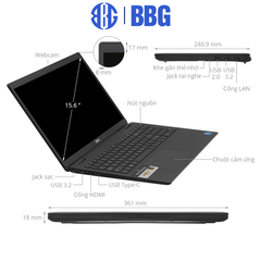 Máy tính xách tay Laptop Dell Latitude 3520 (Intel Core i5-1135G7,4GB RAM,256GB SSD,15.6