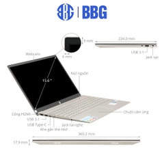 Máy tính xách tay Laptop HP Pavilion 15-eg0540TU (Core i5-1135G7/8GD4/256GSSD/15.6FHD/BT5/3C41WHr/BẠC/VÀNG/W11SL)