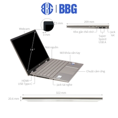 Máy tính xách tay Laptop HP Pavilion X360 14-dy0075TU (Core i7-1165G7/8GD4/512GSSD/14.0FHDT/PEN/3C43W/VÀNG/W11SL)