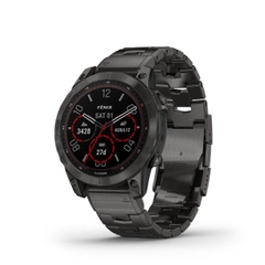 Đồng hồ thông minh fenix 7/7X Sapphire, Solar, Xám Carbon/Xanh/Đen, phủ DLC viền Titanium với Dây đen/Dây titanium, Đồng hồ GPS, SEA