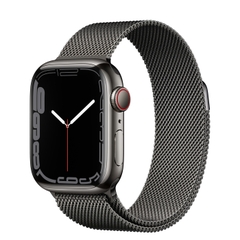 Đồng hồ thông minh Vỏ thép Đen không gỉ, dây thể thao Apple Watch Series 7 GPS+Cellular