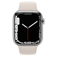 Đồng hồ thông minh Vỏ thép Bạc không gỉ, dây thể thao Apple Watch Series 7 GPS+Cellular