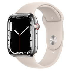 Đồng hồ thông minh Vỏ thép Bạc không gỉ, dây thể thao Apple Watch Series 7 GPS+Cellular