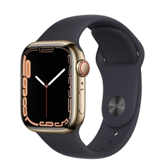 Đồng hồ thông minh Vỏ thép Vàng không gỉ, dây thể thao Apple Watch Series 7 GPS+Cellular