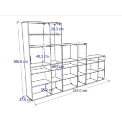 SOSIA, Kệ sách, trưng bày vật dụng nhiều tầng SHE_075, 285x37x200cm