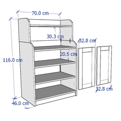 BAHIA, Tủ lưu trữ, trưng bày đồ dùng 2 cánh mở STO_040, 70x46x116cm