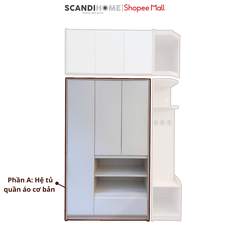 RAYA, Tủ quần áo đa năng 3 phần WAR_500, 160x60x260cm (Ngang x Sâu x Cao), Scandi Home