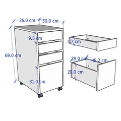 POPSI, Hộc tủ 4 ngăn kéo DRA_016, 35x50x75cm