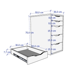 DAISY, Tủ đựng đổ 5 ngăn kéo DRA_004, 36x58x70cm