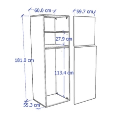 GALLOTTI, Tủ quần áo treo 3 tầng WAR_024, 60x57x181cm
