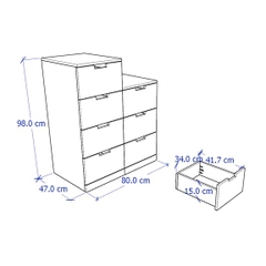 BANALDO, Tủ lưu trữ dùng 7 ngăn kéo DRA_091, 80x47x98cm