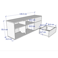 SOSIA, Kệ lưu trữ đồ dùng kết hợp kệ TV đa năng STO_032, 140x34x50cm