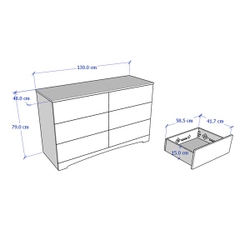 STEP ONE, Tủ lưu trữ tân cổ điển 3 tầng 6 hộc tủ kéo DRA_142, 130x48x79cm