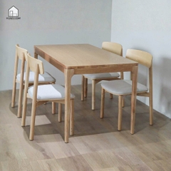 MONO, Bàn ăn 4 ghế gỗ tự nhiên DIN_002, 1300x750x760, Bàn ăn gỗ Scandi Home