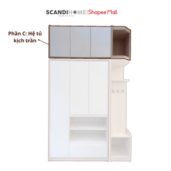 RAYA, Tủ quần áo đa năng 3 phần WAR_500, 160x60x260cm (Ngang x Sâu x Cao), Scandi Home