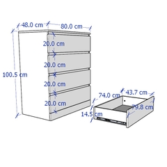 MOLTENI, Tủ lưu trữ đồ 4 ngăn kéo DRA_008, 80x48x100cm