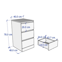 MOLTENI, Tủ lưu trữ đồ dùng 3 tầng DRA_023, 40x48x78cm