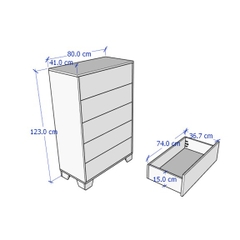 BECKVILLE, Tủ lưu trữ đồ dùng 5 ngăn kéo DRA_122, 80x41x123cm