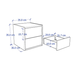 NIKOS, Táp đầu giường 2 ngăn treo tường STO_034, 35x36x35cm