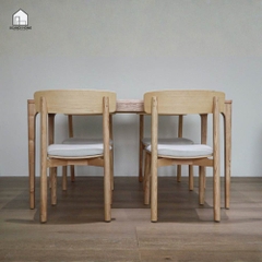 MONO, Bàn ăn 4 ghế gỗ tự nhiên DIN_002, 1300x750x760, Bàn ăn gỗ Scandi Home